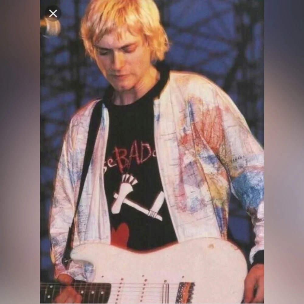 Tyvec RARE Y2K Vintage Leslie Jordan Map Jacket Collector’s Item Kurt Cobain L - Picture 2 of 16